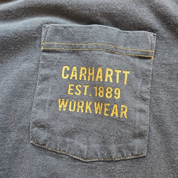 Carhartt Mens L Pocket T Shirt Black Original Fit Workwear Worn Distressed Holes - Picture 4 of 12